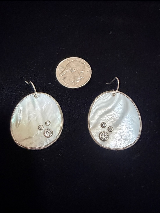 Silpada Jewelry - Silpada Mother-of-Pearl Drop Earrings with Clear Crystal Accents - White